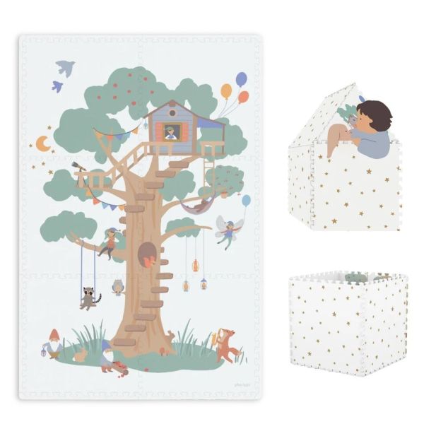 Tapis de jeu réversible  2 en 1 EEVAA Maison en bois