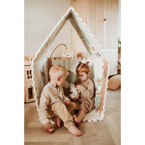 Tapis de jeu réversible  2 en 1 EEVAA Maison en bois