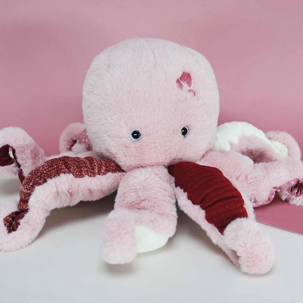 Peluche Trésors marins Pieuvre rose 30 cm