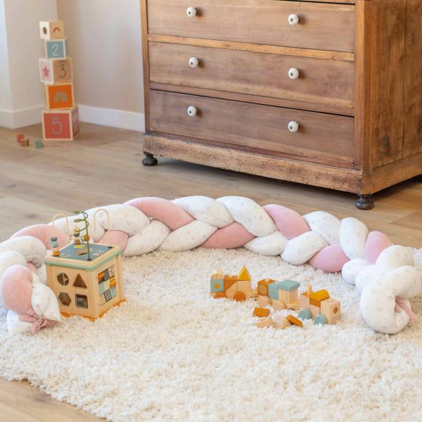 Tour de lit / parc tressé - Fleur de rose