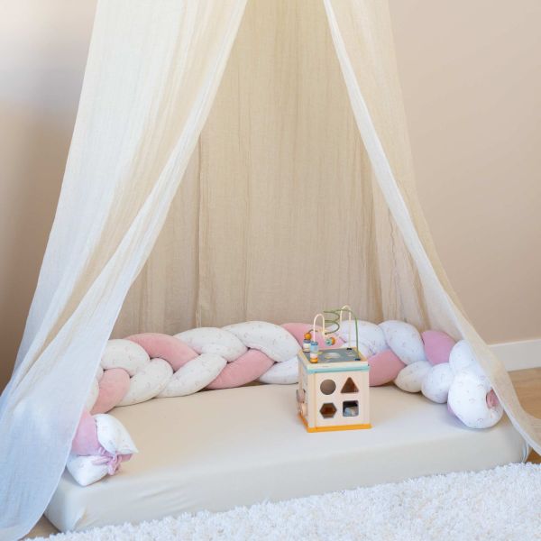 Tour de lit / parc tressé - Fleur de rose