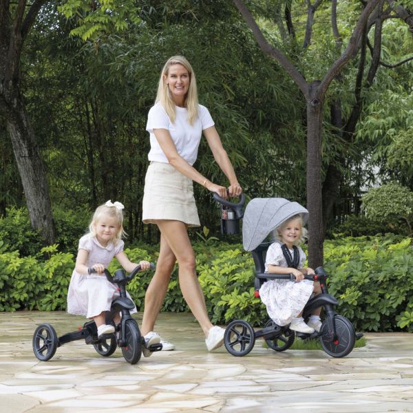 Tricycle explorer 4 en 1 évolutif et pliable Noir et gris