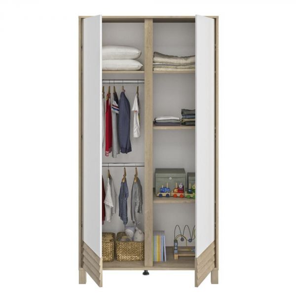 Chambre trio lit bébé évolutif 70x140 cm + commode + armoire Achille