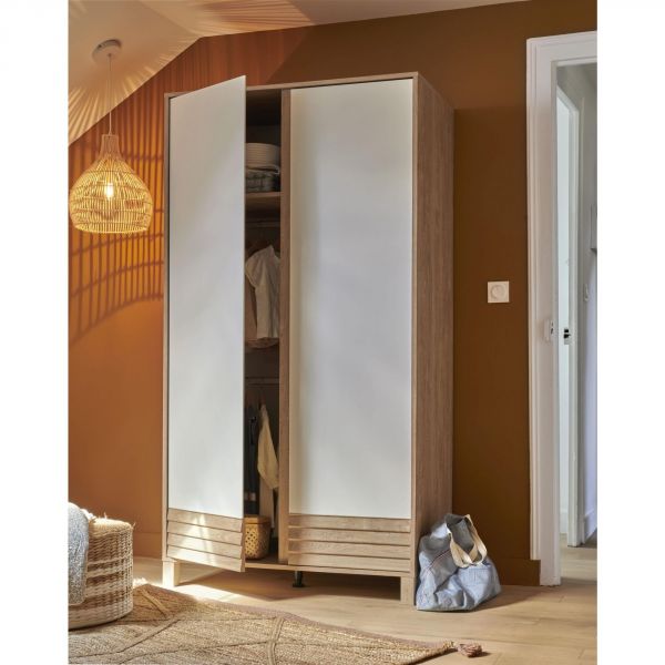 Chambre trio lit bébé évolutif 70x140 cm + commode + armoire Achille