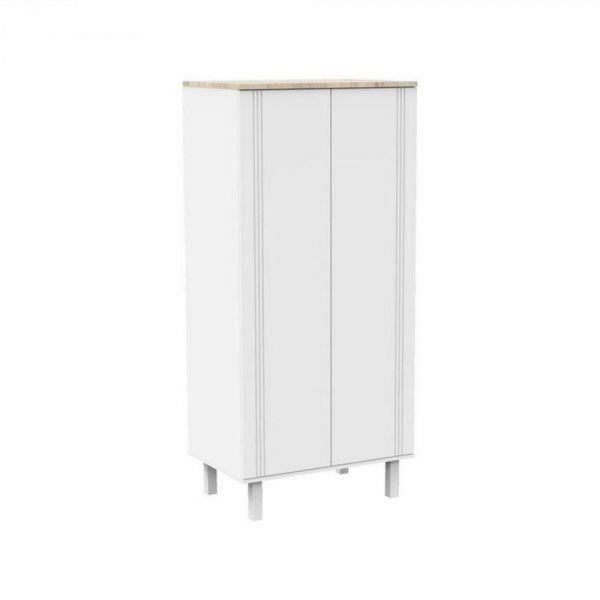 Chambre trio lit bébé 60x120 + commode 1 tiroir 2 portes + armoire Eleonore blanc