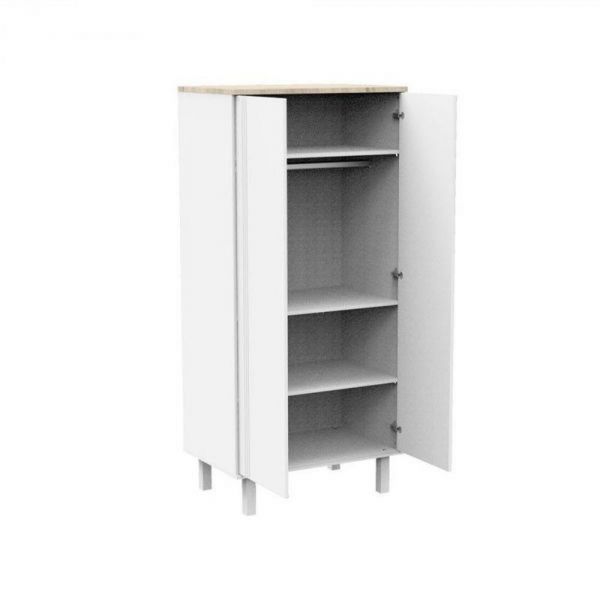 Chambre trio lit bébé 60x120 + commode 1 tiroir 2 portes + armoire Eleonore blanc