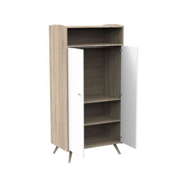 Chambre trio lit bébé 60x120 cm + commode 3 tiroirs + armoire Access bois blanc