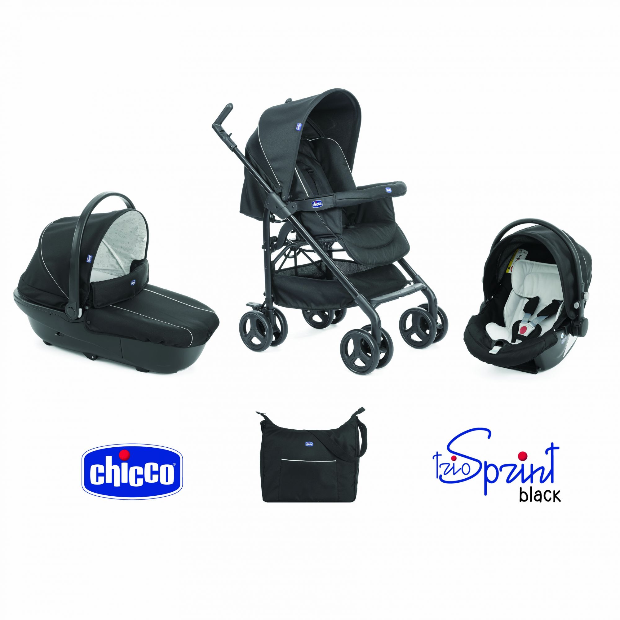Trio Sprint Black Poussette Nacelle Siege Auto Black Night Made In Bebe