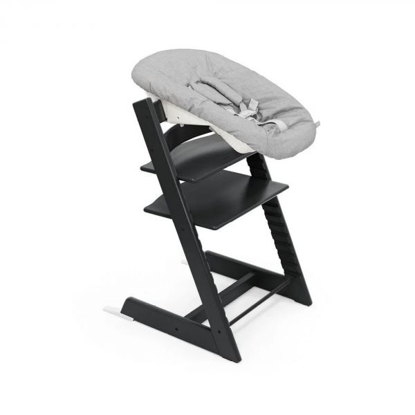 Pack chaise haute Tripp Trapp Hêtre Black + Newborn Set Gris