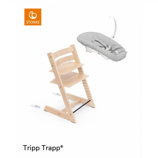 Pack chaise haute Tripp Trapp Hêtre Hazy Grey + Newborn Set Gris