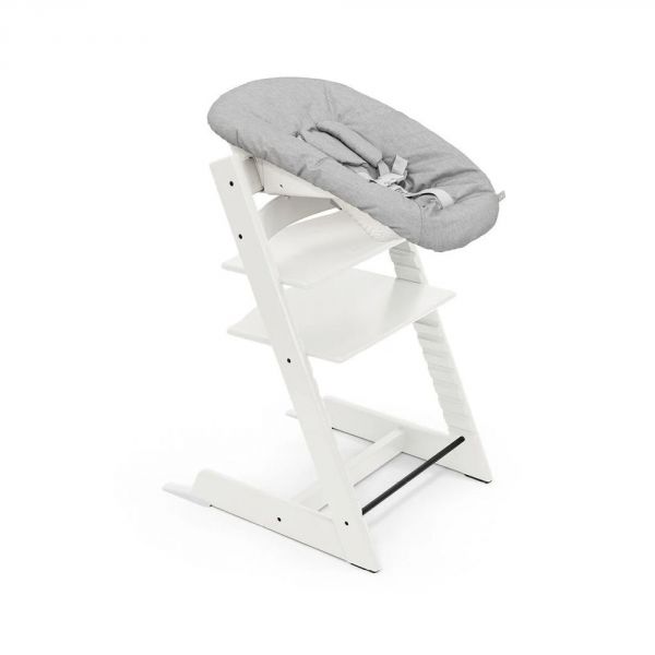 Pack chaise haute Tripp Trapp Hêtre White + Newborn Set Gris