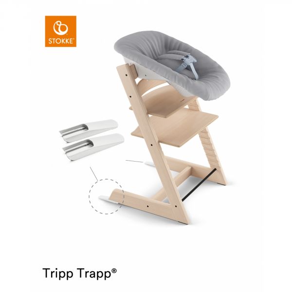 Pack chaise haute Tripp Trapp Hêtre White + Newborn Set Gris