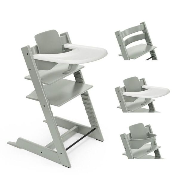 Pack Chaise haute Tripp Trapp avec son Baby Set et sa tablette Glacier green