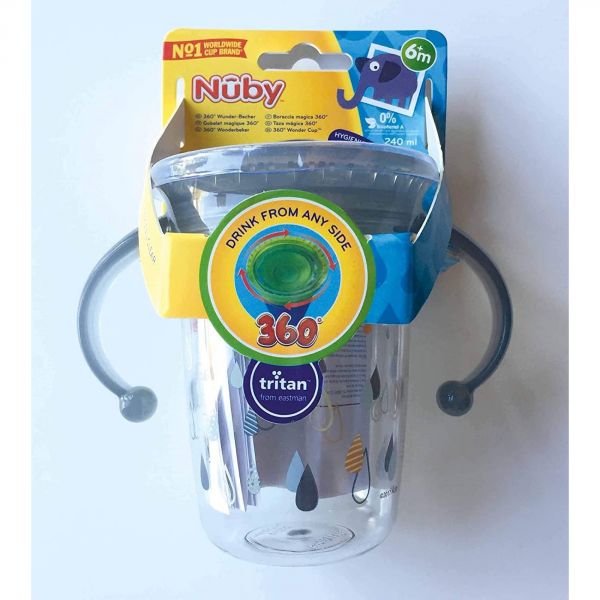 Tasse d'apprentissage 360° avec anses 240ml Gris