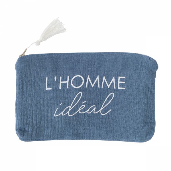 Trousse cadeau zippée en gaze de coton - L'homme idéal
