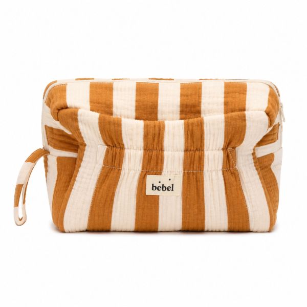 Trousse de toilette bébé grand format Rayure Camel