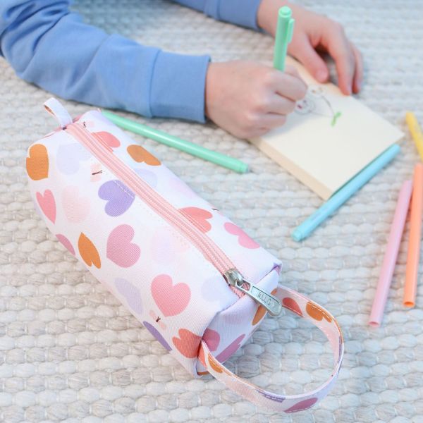 Trousse scolaire enfant avec poignée Cœurs