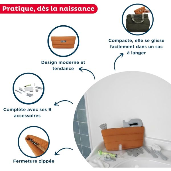 Trousse de soin plumea ocre avec 9 accessoires