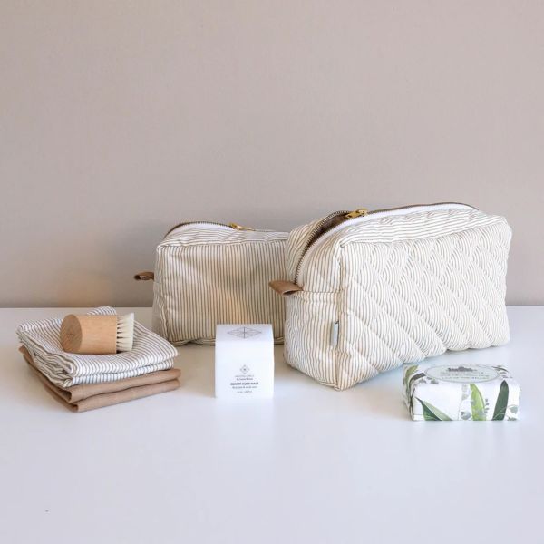 Petite trousse Rayures Classiques Marron