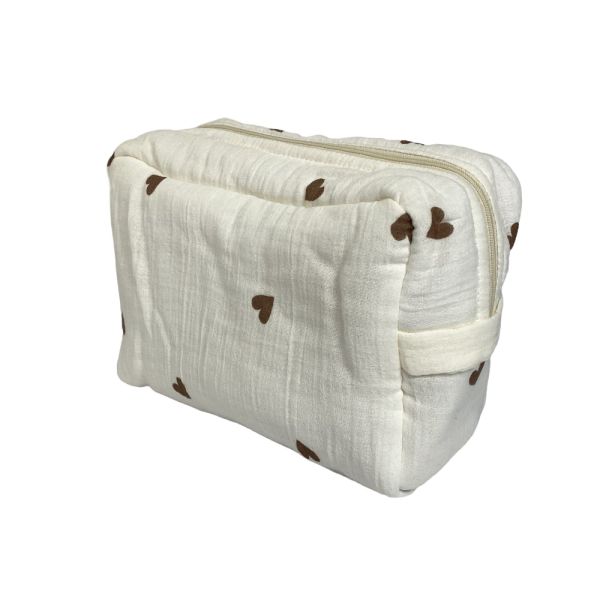 Trousse de toilette en bambou imperméable Little coeur