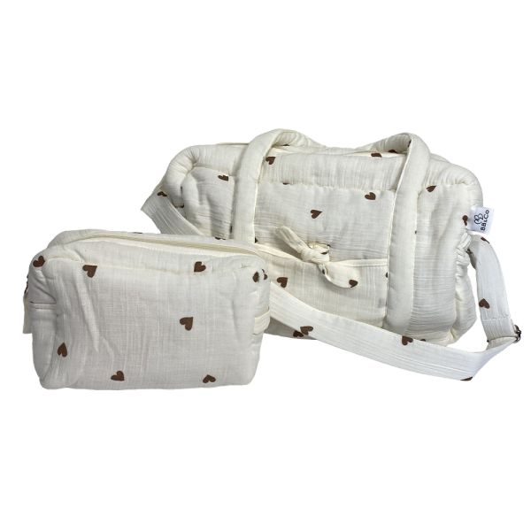 Trousse de toilette en bambou imperméable Little coeur
