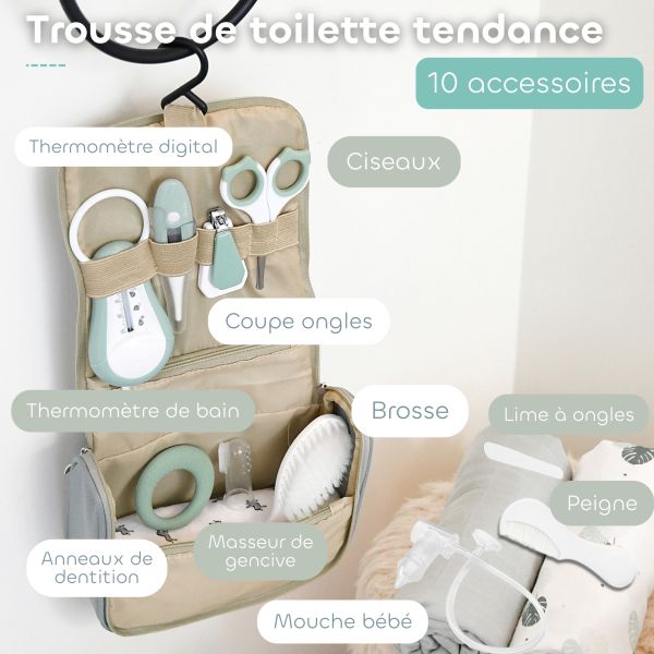 Trousse de toilette nomade 10 Accessoires Vert Sauge