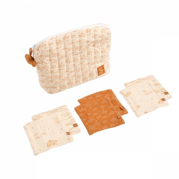 Trousse de toilette bébé avec carrés éponge Orsino