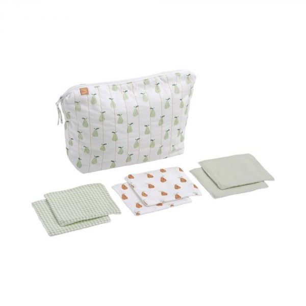 Trousse de toilette bébé avec carrés éponge Botanica