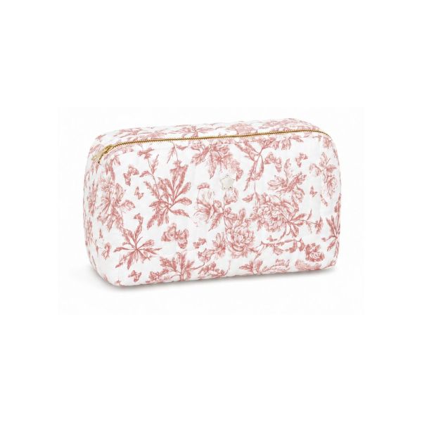 Trousse de toilette bébé zippée imprimée Toile de Jouy Rose