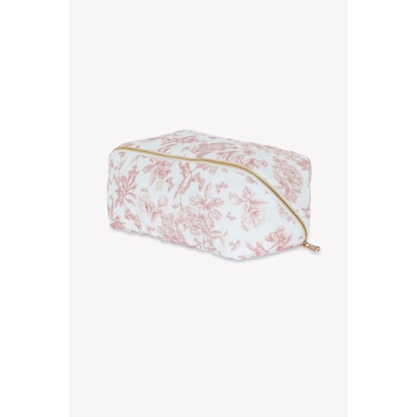 Trousse de toilette bébé zippée imprimée Toile de Jouy Rose