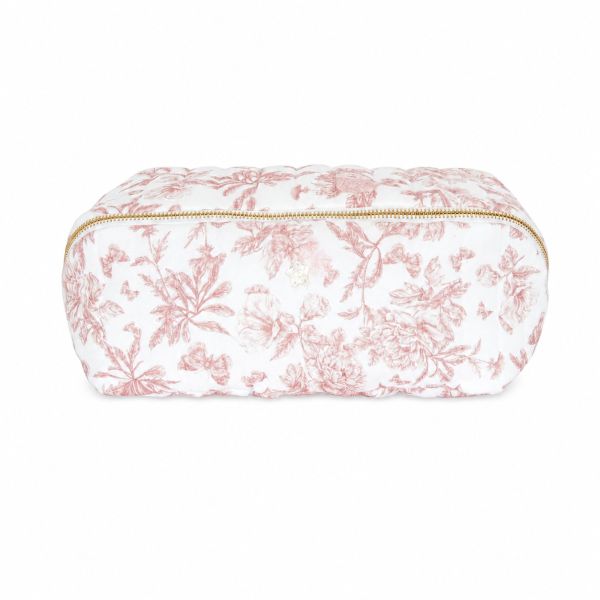 Trousse de toilette bébé zippée imprimée Toile de Jouy Rose