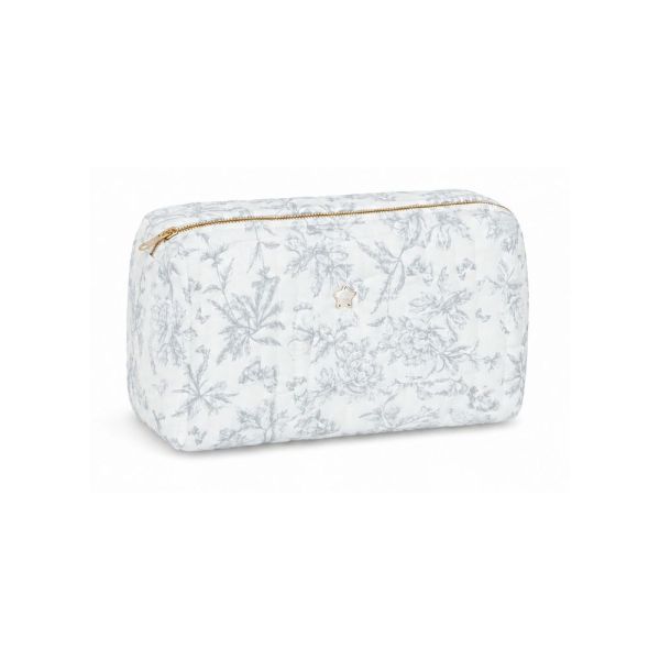 Trousse de toilette bébé zippée imprimée Toile de Jouy Gris