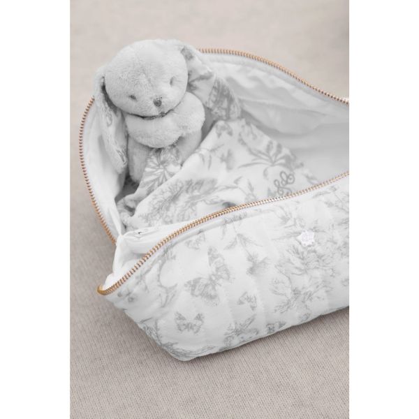 Trousse de toilette bébé zippée imprimée Toile de Jouy Gris