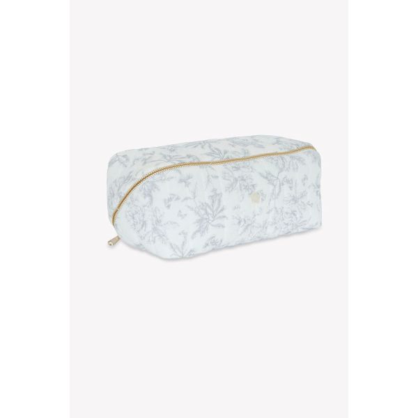 Trousse de toilette bébé zippée imprimée Toile de Jouy Gris