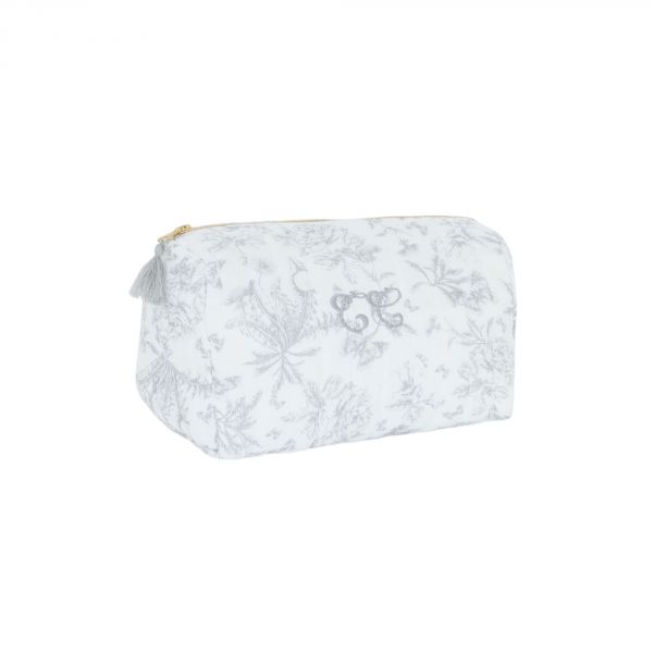 Trousse de toilette Toile de Jouy gris