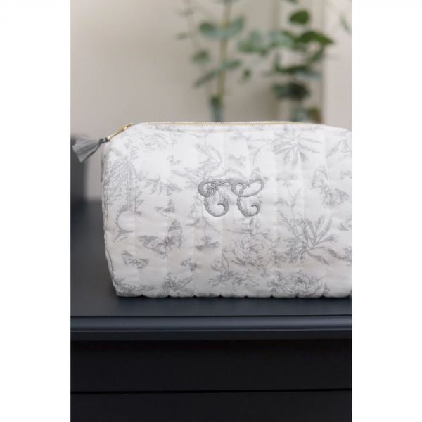 Trousse de toilette Toile de Jouy gris