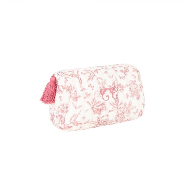 Trousse de toilette Toile de Jouy rose