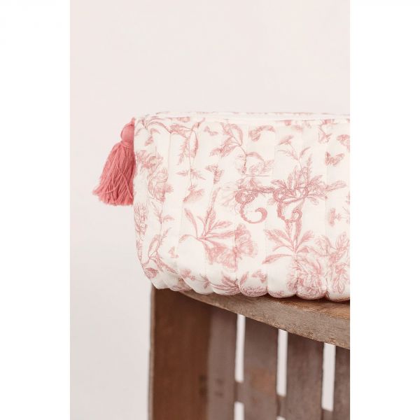 Trousse de toilette Toile de Jouy rose