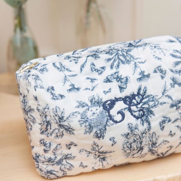 Trousse de toilette bébé imprimée Toile de Jouy Bleu