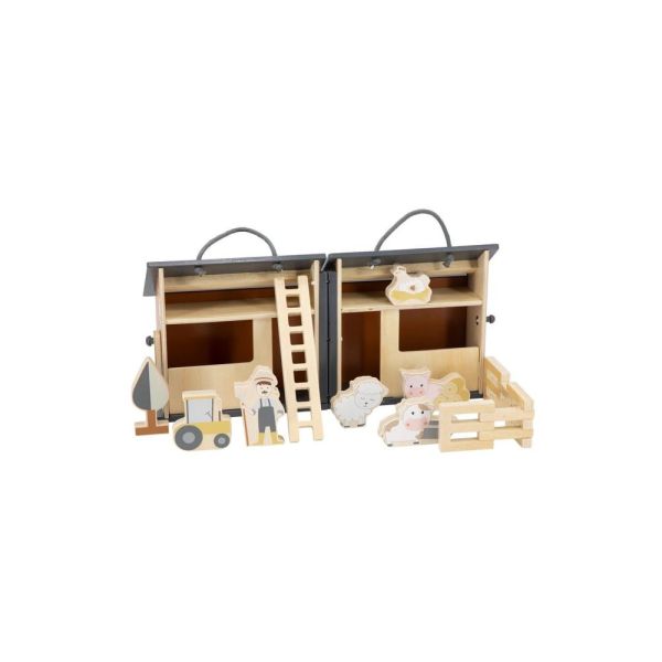 Ferme en bois avec animaux et accessoires