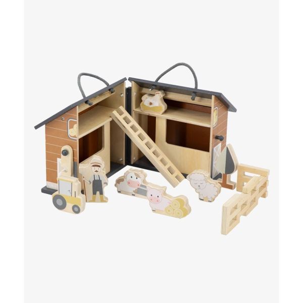 Ferme en bois avec animaux et accessoires