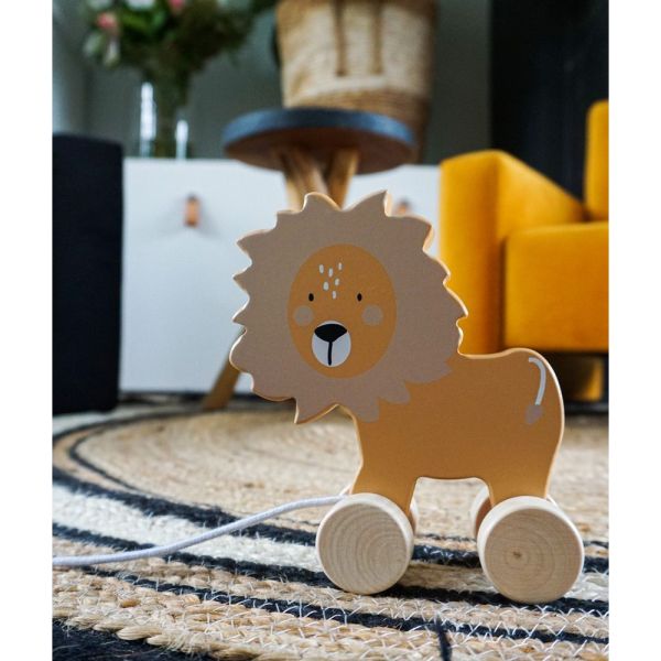 Jouet à tirer en bois Lion