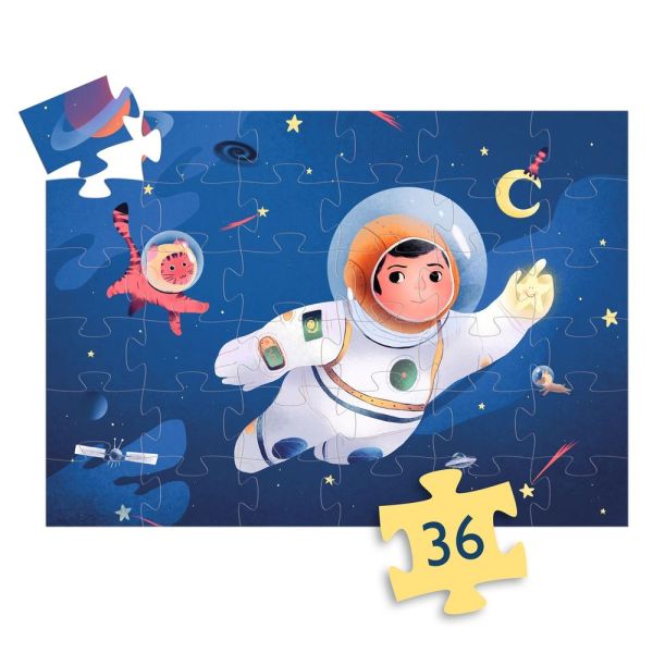 Puzzle silhouette Un astronaute dans la lune 36 pièces