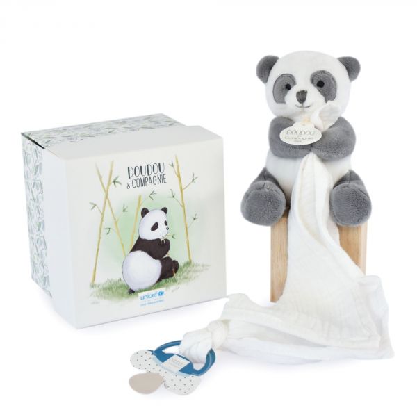 Doudou attache sucette Panda UNICEF