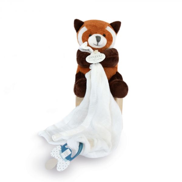 Doudou attache sucette Panda roux UNICEF