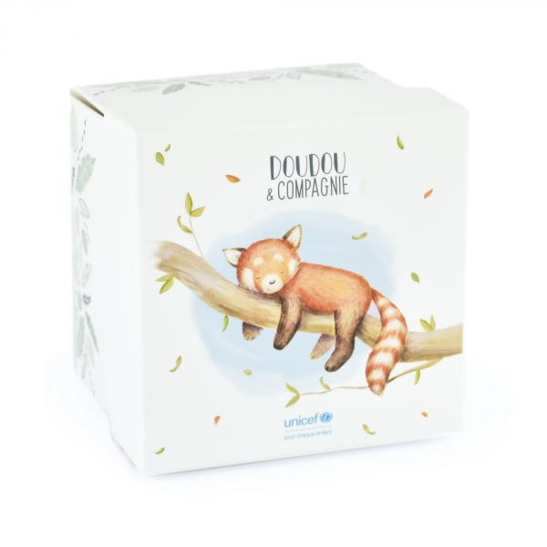 Doudou attache sucette Panda roux UNICEF