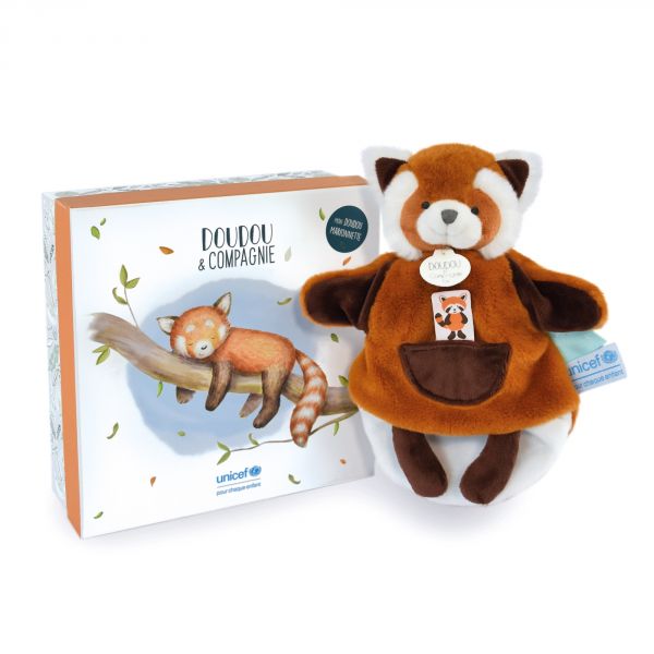 Doudou marionnette UNICEF Panda roux