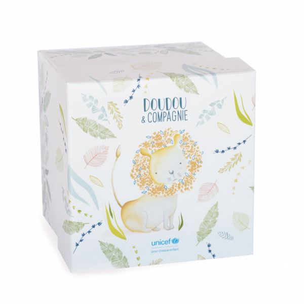 Doudou attache sucette lion Unicef