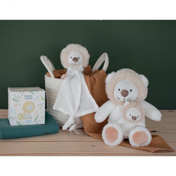 Doudou attache sucette lion Unicef