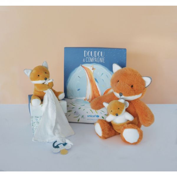 Doudou attache sucette renard UNICEF